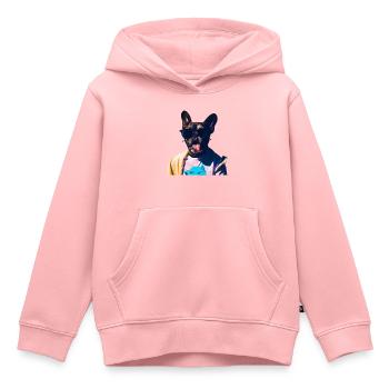 Drôle de chien avec la langue tendue - Sweat Premium à capuche enfant bio - rose - Devant - AI Model Kid Female (0cm)