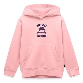 De vrais gars posent des voies ferrées - Sweat Premium à capuche enfant bio - rose - Devant - AI Model Kid Female (0cm)