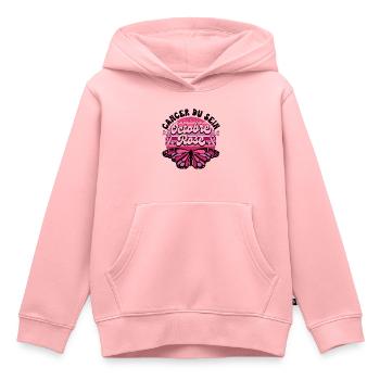 Papillon Retro Cancer Du Sein Octobre Rose - Sweat Premium à capuche enfant bio - rose - Devant - AI Model Kid Female (0cm)