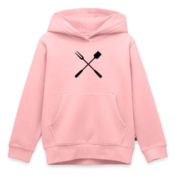 Couverts de barbecue - Sweat Premium à capuche enfant bio - rose - Devant - AI Model Kid Female (0cm)