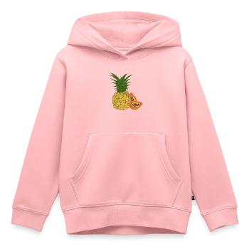 Ananas, papaye, fruits exotiques - Sweat Premium à capuche enfant bio - rose - Devant - AI Model Kid Female (0cm)