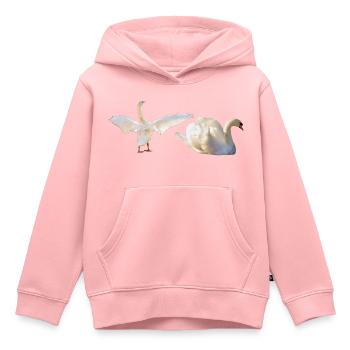 Cygnes aux ailes ouvertes, Natation, Naturel - Sweat Premium à capuche enfant bio - rose - Devant - AI Model Kid Female (0cm)