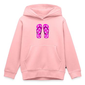 Une paire de tongs - Sweat Premium à capuche enfant bio - rose - Devant - AI Model Kid Female (0cm)