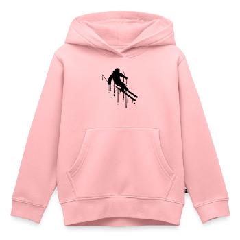 Des graffitis tombent en ski en montagne en hiver - Sweat Premium à capuche enfant bio - rose - Devant - AI Model Kid Female (0cm)