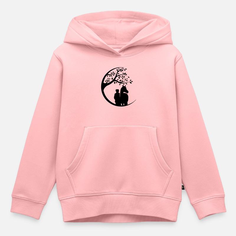 Ein Mädchen mit einem Pferd - Kinder Premium Organic Hoodie - Rosa
