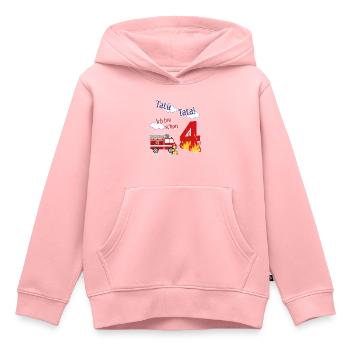 Tatü Tata! Ich bin schon 4 - Feuerwehr Geburtstag - Kinder Premium Organic Hoodie - Rosa - Vorne - AI Model Kid Female (0cm)