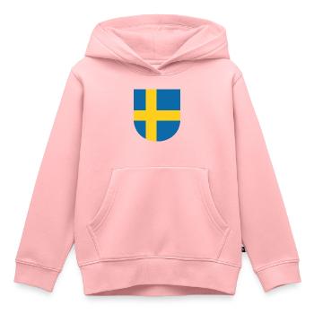 Armoiries de la Suède - Sweat Premium à capuche enfant bio - rose - Devant - AI Model Kid Female (0cm)