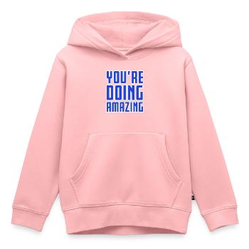 VOUS FAITES DES CHOSES INCROYABLES - Sweat Premium à capuche enfant bio - rose - Devant - AI Model Kid Female (0cm)