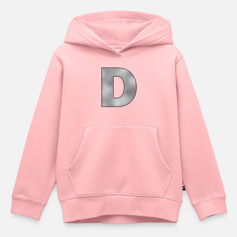 Lettre D Argent - Sweat Premium à capuche enfant bio - rose