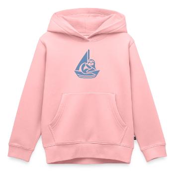Voilier minimaliste paresseux d’été - Sweat Premium à capuche enfant bio - rose - Devant - AI Model Kid Female (0cm)