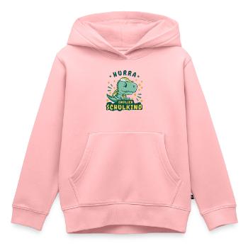 HURRA! ENDLICH SCHULKIND! - Dino Dinosaurier - Kinder Premium Organic Hoodie - Rosa - Vorne - AI Model Kid Female (0cm)