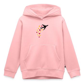 Airplane with stars and hearts - Kids Premium Organic Hoodie - rose - Front - AI Model Kid Female (0cm)