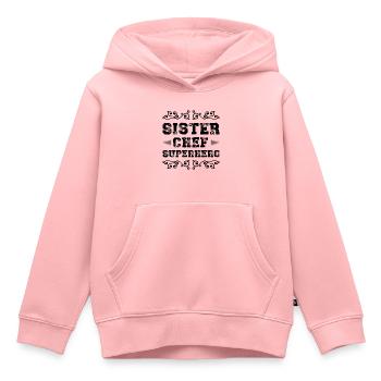 Sœur Super-héroïne - Sweat Premium à capuche enfant bio - rose - Devant - AI Model Kid Female (0cm)