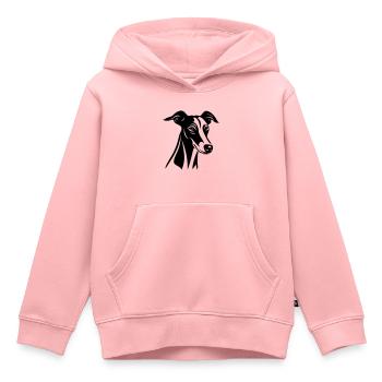 Tête de chien lévrier - Sweat Premium à capuche enfant bio - rose - Devant - AI Model Kid Female (0cm)