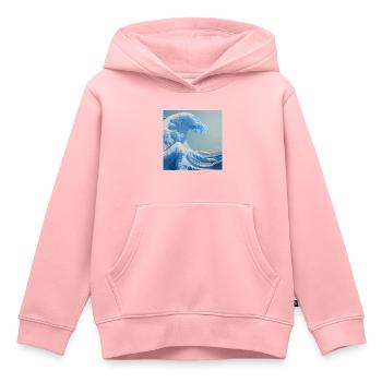 Vague de kanagawa, vague, illustration, Japon - Sweat Premium à capuche enfant bio - rose - Devant - AI Model Kid Female (0cm)
