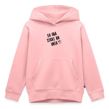 ObaStichtUnta | Redewendung - Kinder Premium Organic Hoodie - Rosa - Vorne - AI Model Kid Female (0cm)