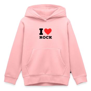 J’aime le rock - Sweat Premium à capuche enfant bio - rose - Devant - AI Model Kid Female (0cm)