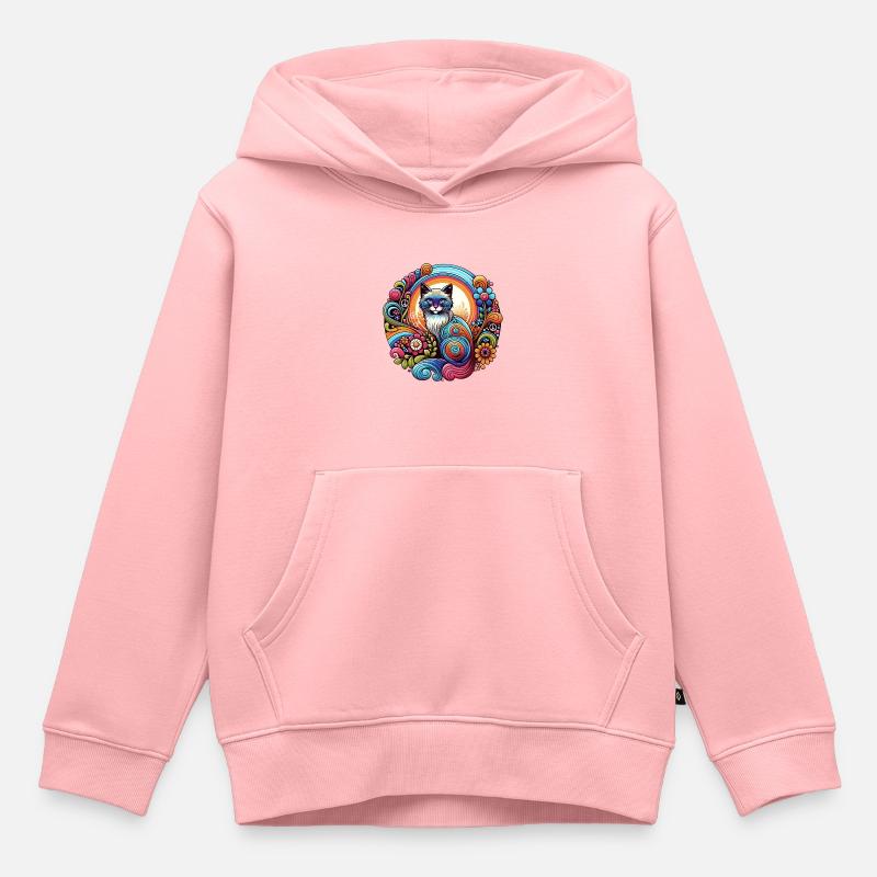 Chat 70s - Sweat Premium à capuche enfant bio - rose