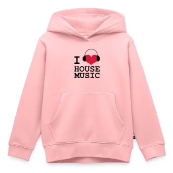 I Love House Music - Sweat Premium à capuche enfant bio - rose - Devant - AI Model Kid Female (0cm)