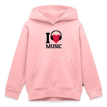 I love Music - Sweat Premium à capuche enfant bio - rose - Devant - AI Model Kid Female (0cm)