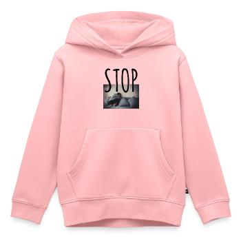 Stop aux violences conjugales,stop aux féminicides - Sweat Premium à capuche enfant bio - rose - Devant - AI Model Kid Female (0cm)