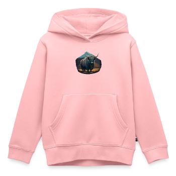 Fourrure de yak - Sweat Premium à capuche enfant bio - rose - Devant - AI Model Kid Female (0cm)