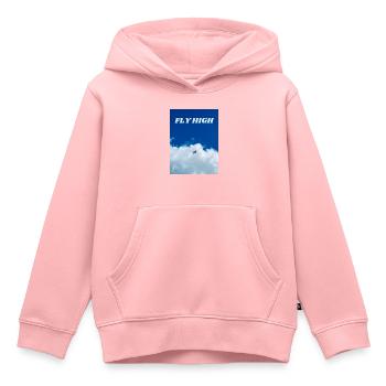 Volez haut. Imprimez avec une photo réaliste. - Sweat Premium à capuche enfant bio - rose - Devant - AI Model Kid Female (0cm)