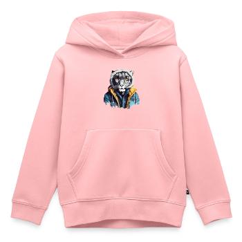 Streetstyle Schneeleopard | Leoparden-Liebhaber - Kinder Premium Organic Hoodie - Rosa - Vorne - AI Model Kid Female (0cm)