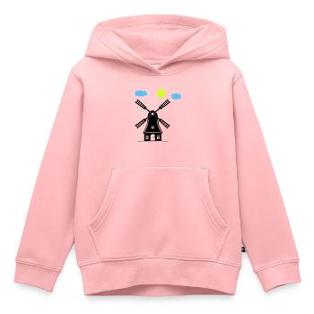 Moulin à vent - Sweat Premium à capuche enfant bio - rose - Devant - AI Model Kid Female (0cm)