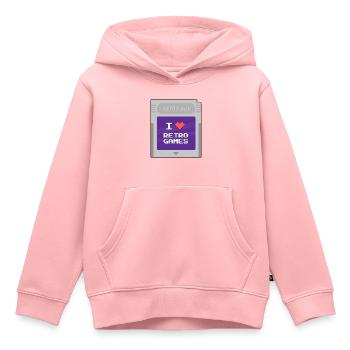 Retro Boy - I love retrogames - Sweat Premium à capuche enfant bio - rose - Devant - AI Model Kid Female (0cm)