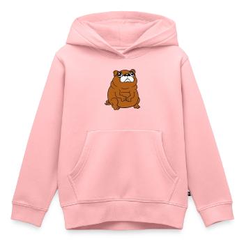 Mops Hund Sitzt Klein Betteln Dick Guckt Traurig - Kinder Premium Organic Hoodie - Rosa - Vorne - AI Model Kid Female (0cm)