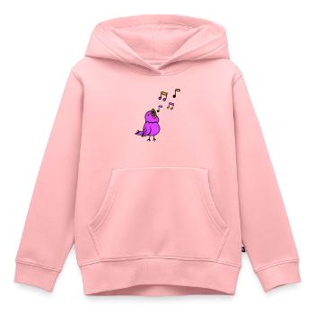 Notes de musique : oiseau chanteur, moineau, chant, gazouillis, musique - Sweat Premium à capuche enfant bio - rose - Devant - AI Model Kid Female (0cm)
