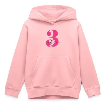 Digit Three 3 with Heart - Kids Premium Organic Hoodie - rose - Front - AI Model Kid Female (0cm)