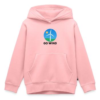 Pour l’énergie éolienne – claire et durable - Sweat Premium à capuche enfant bio - rose - Devant - AI Model Kid Female (0cm)