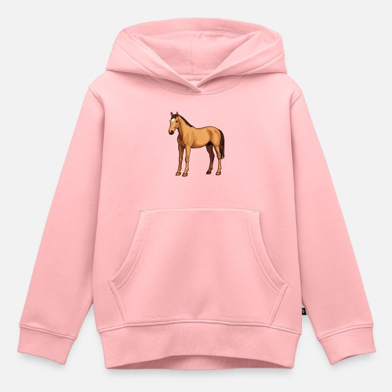 Cheval - Sweat Premium à capuche enfant bio - rose