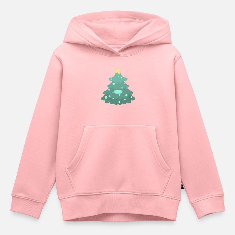 Sapin de Noël - Badge - Sweat Premium à capuche enfant bio - rose