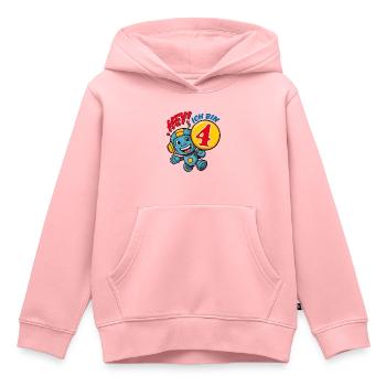 Vier Jahre kleiner süßer Roboter Kindergeburtstag. - Kinder Premium Organic Hoodie - Rosa - Vorne - AI Model Kid Female (0cm)