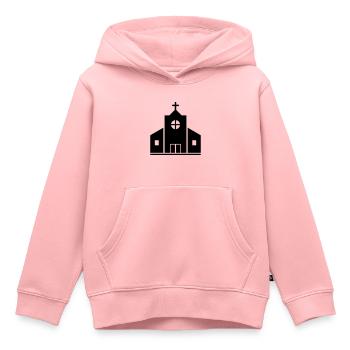 Église - Sweat Premium à capuche enfant bio - rose - Devant - AI Model Kid Female (0cm)