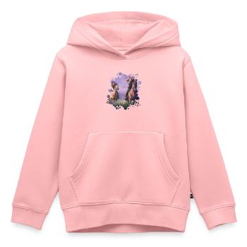 Amitié - Sweat Premium à capuche enfant bio - rose - Devant - AI Model Kid Female (0cm)