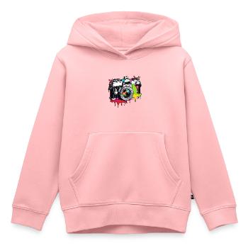 Appareil photo / Photo / Photo / Image / Enregistrement - Sweat Premium à capuche enfant bio - rose - Devant - AI Model Kid Female (0cm)