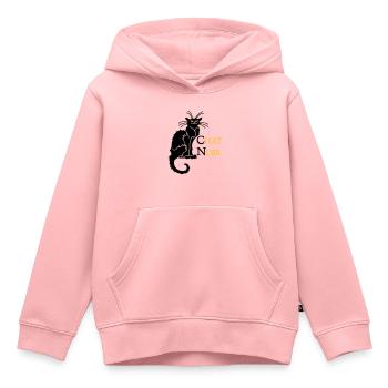 chat noir 'n (text, 2c) - Kids Premium Organic Hoodie - rose - Front - AI Model Kid Female (0cm)