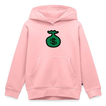 Dollar Argent Banque - Sweat Premium à capuche enfant bio - rose - Devant - AI Model Kid Female (0cm)