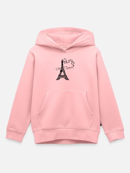 Paris Je T'aime Tour Eiffel - Sweat Premium à capuche enfant bio - rose