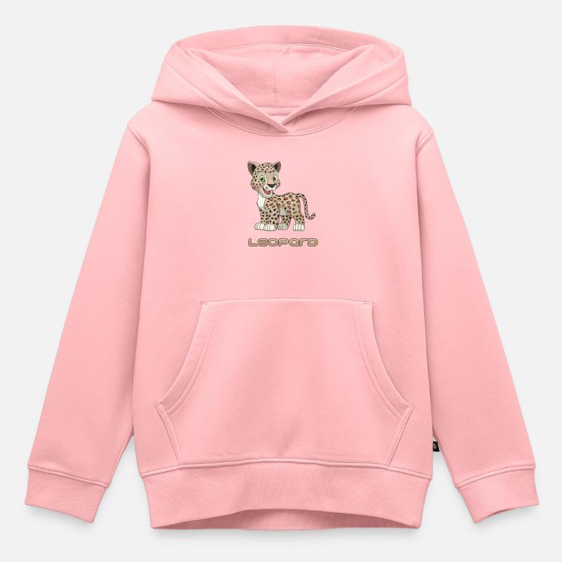 léopard - Sweat Premium à capuche enfant bio - rose