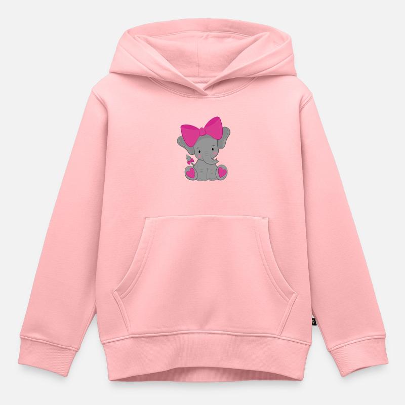 éléphant - Sweat Premium à capuche enfant bio - rose