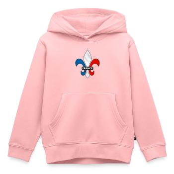 france - fleur de lys - Sweat Premium à capuche enfant bio - rose - Devant - AI Model Kid Female (0cm)