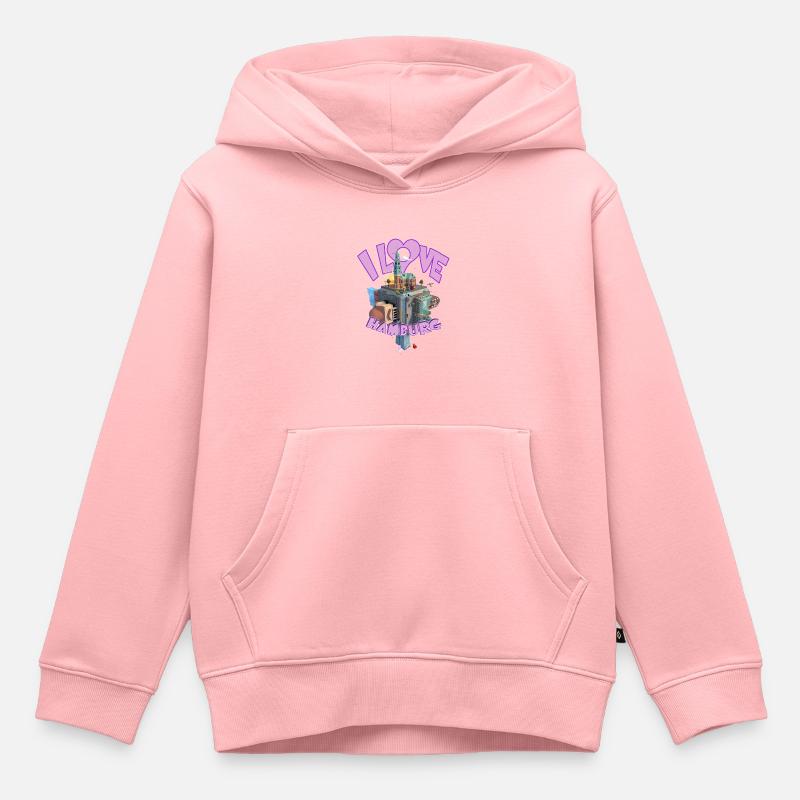 Quadworld Hambourg1 - Sweat Premium à capuche enfant bio - rose