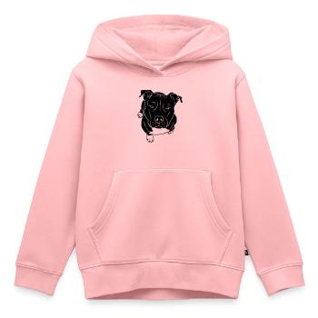Staffordshire Bullterrier mendiant - Sweat Premium à capuche enfant bio - rose - Devant - AI Model Kid Female (0cm)