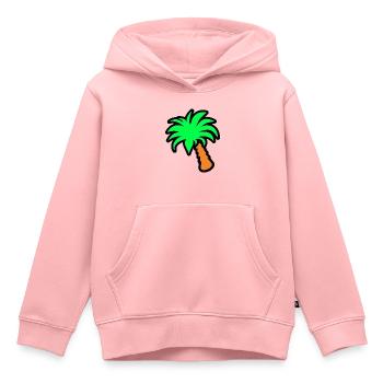 Tropische Glückseligkeit: Lebendige Cartoon-Palme - Kinder Premium Organic Hoodie - Rosa - Vorne - AI Model Kid Female (0cm)