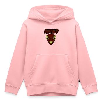 buffle 001 - Sweat Premium à capuche enfant bio - rose - Devant - AI Model Kid Female (0cm)